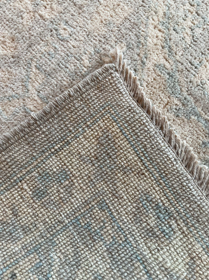 Pakistani Peshawar Runner, 2'9" x 9'8", in baby blue, beige, grey and peach - photo 3
