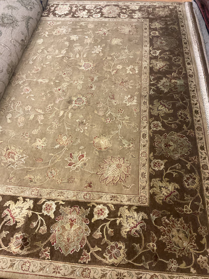 Indian Agra Jaipur Rug with Silk, 8'11" x 12'2", in beige, brown, ivory and rose - photo 4