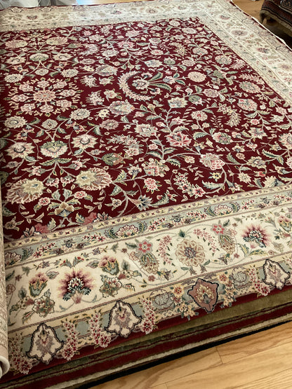 Sino Kashan Rug, 8' x 10', in burgundy, green, ivory and pink - photo 2