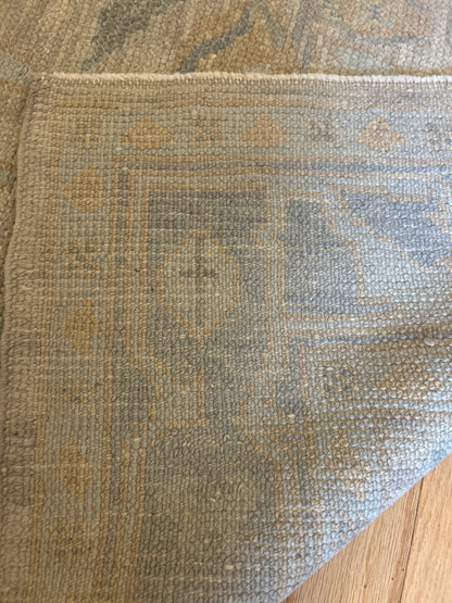 Turkish Oushak Runner, 3' x 17'7", in baby blue, beige and grey - photo 4