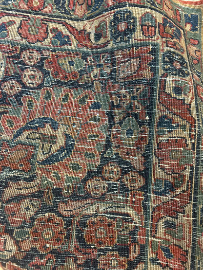 Antique Persian Sarouk Runner, 8'10" x 17'10", in ivory, navy, red and rose - photo 4