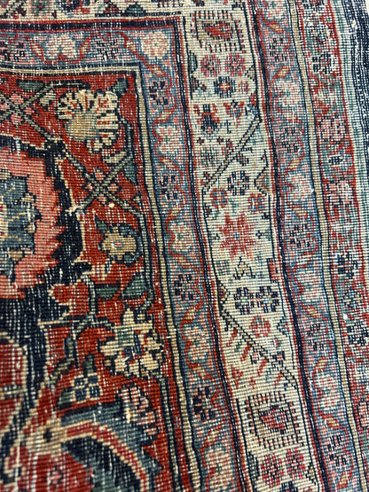 Antique Persian Gazvin Rug, 9'5" x 12'8", in blue, burgundy, ivory and navy - photo 7