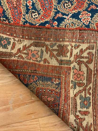 Antique Persian Kurdish Rug, 4'9" x 6'5", in blue, ivory, navy and rust - photo 3