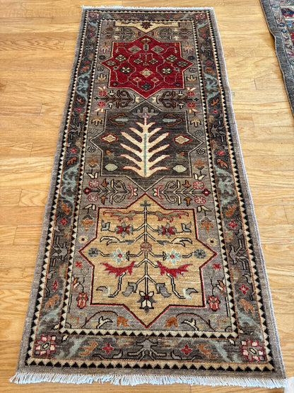 Afghan Peshawar Runner, 2'6" x 5'9", in brown, grey, ivory and orange - photo 4