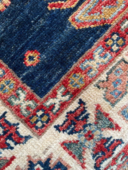 Afghan Kazak Runner, 2'8" x 10', in gold, ivory, navy and red - photo 3