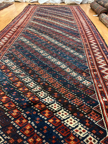 Persian Kurdish Runner, 4'9" x 11'9", in brown, ivory, navy and red - photo 4