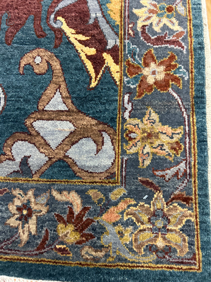 Indian Mashad Rug, 8'2" x 10', in brown, gold, orange and teal - photo 2