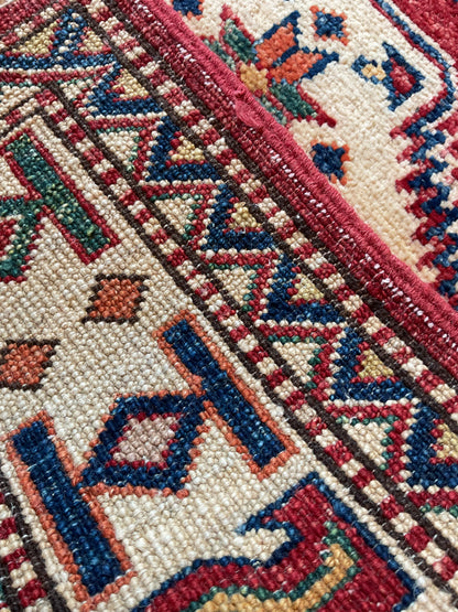 Afghan Kazak Runner, 2'6" x 12', in green, ivory, navy and red - photo 4
