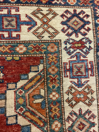 Pakistani Kazak Runner, 3'2" x 19'6", in blue, ivory, navy and red - photo 3