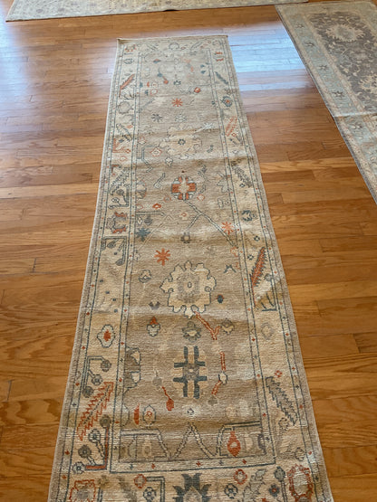 Afghan Oushak Runner, 2'8" x 9'10", in blue, grey, ivory and rust - photo 4