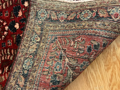 Antique Persian Sarouk Rug, 3'5" x 5', in black, ivory, navy and red - photo 3