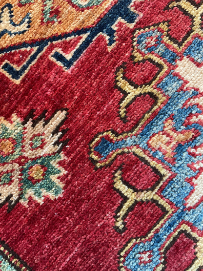 Pakistani Kazak Runner, 2'7" x 10'3", in blue, gold, ivory and red - photo 3