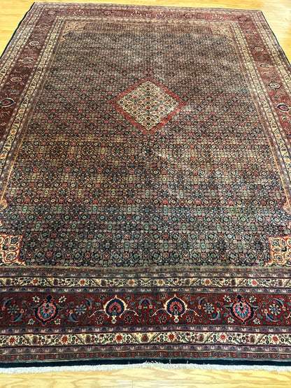 Antique Persian Gazvin Rug, 9'5" x 12'8", in blue, burgundy, ivory and navy - photo 3