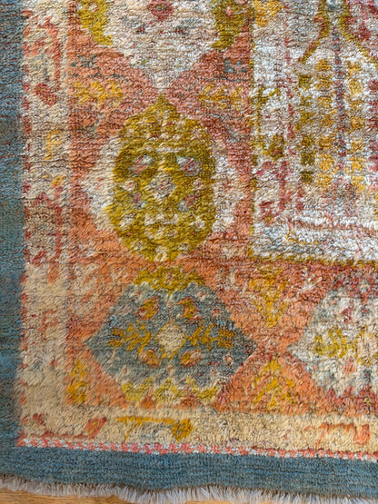Antique Turkish Oushak Rug, 5'6" x 6'11", in blue, cream, green and orange - photo 5