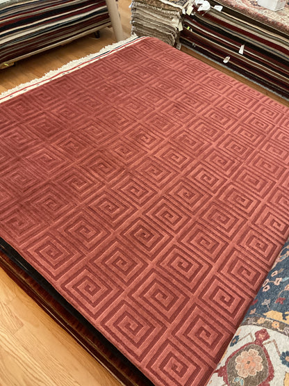 Tibetan Modern Rug, 9' x 12', in brick, ivory and rust - photo 2