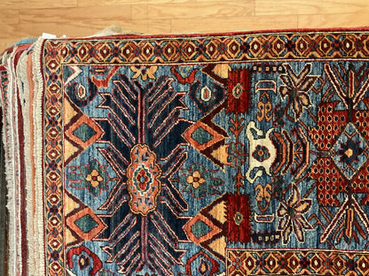Afghan Zigler Rug, 9'1" x 11'7", in blue, ivory and red - photo 3