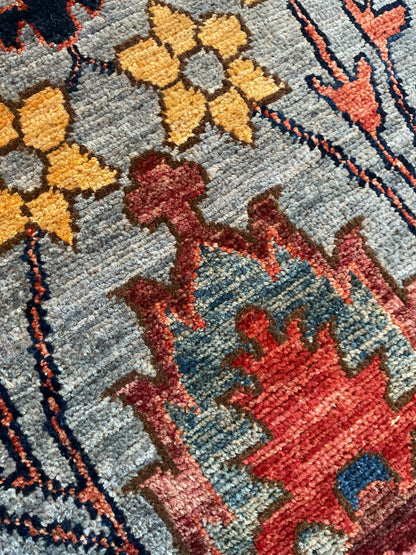 Afghan Mohal Runner, 2'7" x 9'11", in gold, grey, navy and orange - photo 3