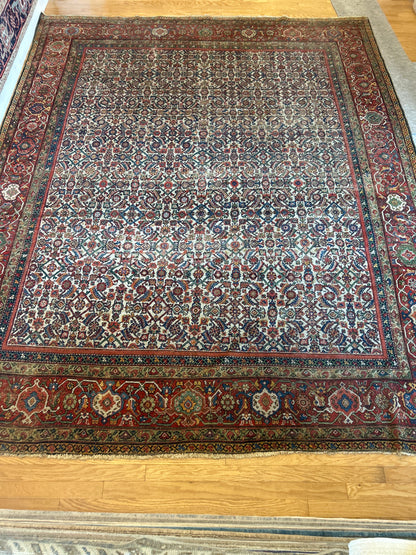 Antique Persian Farahan Rug, 10'8" x 13'5", in blue, gold and red