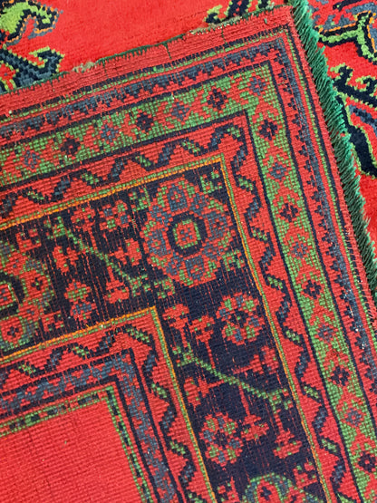 Vintage Turkish Oushak Rug, 9'5" x 11'6", in black, navy and red - photo 3