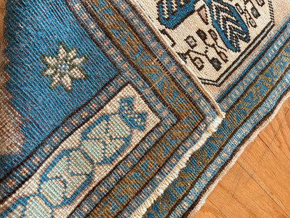 Vintage Turkish Anatolian Rug, 1'8" x 3'6", in blue, ivory and navy - photo 4