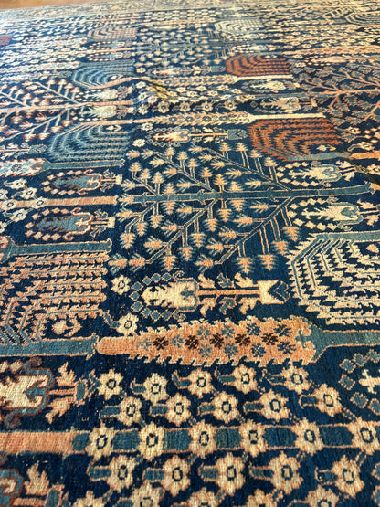 Antique Persian Bidjar Runner, 7'3" x 19'9", in blue, gold, navy and salmon - photo 7