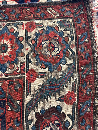 Antique Persian Kurdish Runner, 3'10" x 11'1", in blue, ivory, navy and red - photo 3