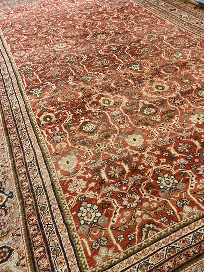 Antique Persian Mohal Rug, 13'3" x 19'7", in grey, ivory and rust - photo 6