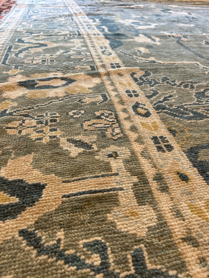 Turkish Oushak Rug, 10'10" x 15'2", in grey, ivory, pistachio and yellow - photo 6