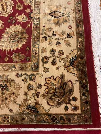 Indian Agra Jaipur Rug, 8' x 10', in beige, gold, ivory and red - photo 3