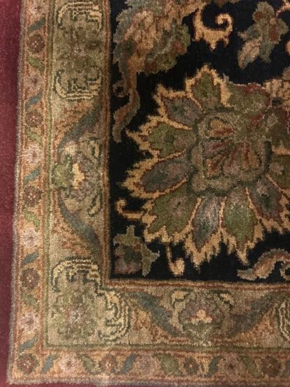 Indian Agra Jaipur Rug, 12' x 15', in burgundy, navy and olive - photo 2