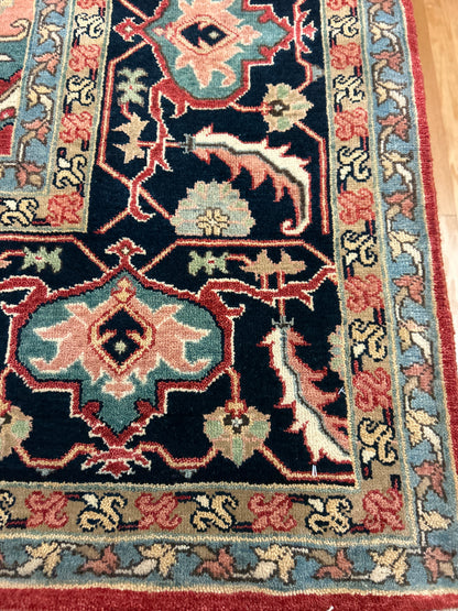 Indian Serapi Rug, 7'11" x 10'1", in ivory, navy, red and teal - photo 2