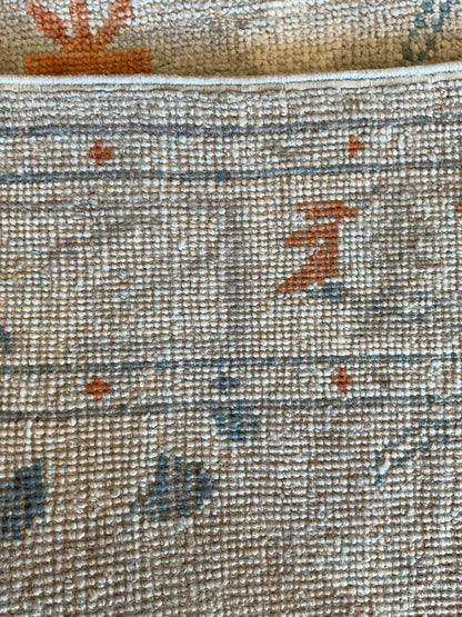 Afghan Oushak Runner, 2'8" x 9'10", in blue, grey, ivory and rust - photo 3