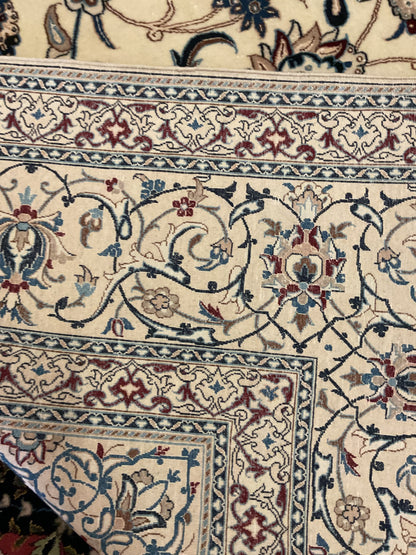 Persian Nain Rug, 6'7" x 10'4", in black, ivory, navy and red - photo 3