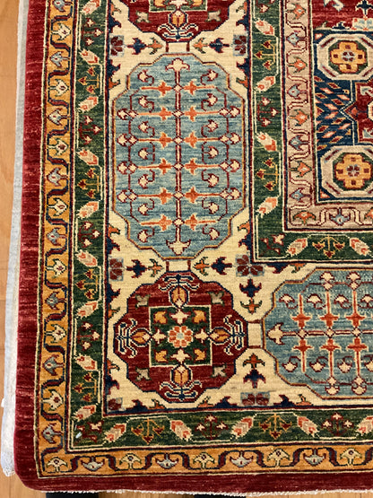 Pakistani Kazak Rug, 8' x 9'9", in blue, green, ivory and red - photo 4