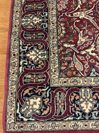 Indian Sharad Rug, 6' x 9', in burgundy, ivory and navy - photo 3