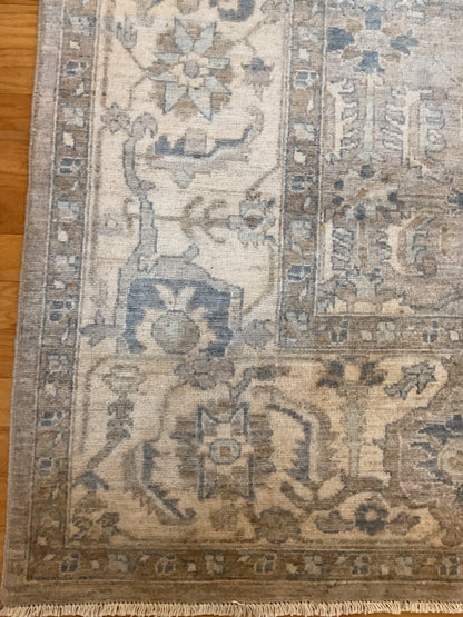 Pakistani Peshawar Rug, 9'3" x 12'8", in beige, blue and grey - photo 3