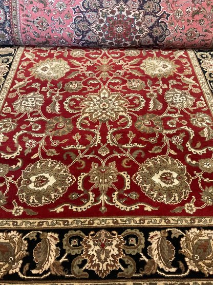 Indian Agra Jaipur Rug, 6' x 9', in beige, black, green and red - photo 3