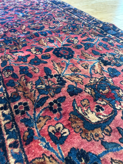 Antique Persian Yazd Runner, 2'8" x 12'2", in blue, ivory, navy and raspberry - photo 6