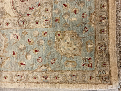 Pakistani Peshawar Rug, 8'1" x 10'3", in baby blue, ivory and red - photo 2