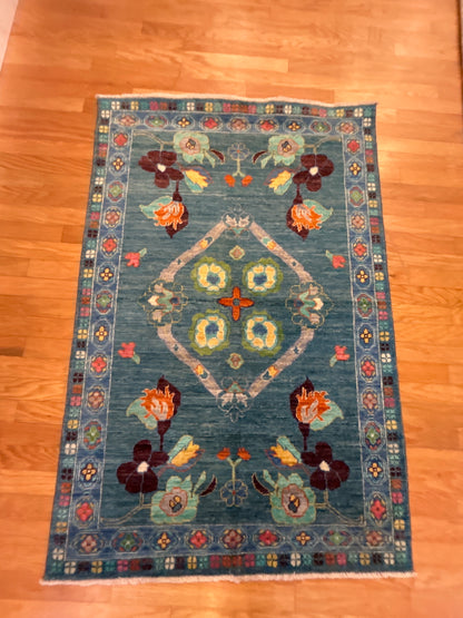 Pakistani Oushak Rug, 4' x 5'11", in navy - photo 6