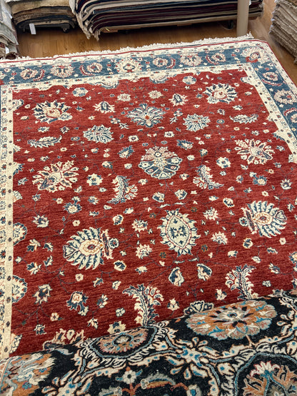 Afghan Mohal Rug, 9'1" x 11'10", in blue, ivory and red - photo 4