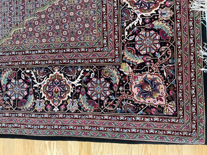 Sino Tabriz Rug with Silk, 10' x 14', in black, ivory, pink and plum - photo 3