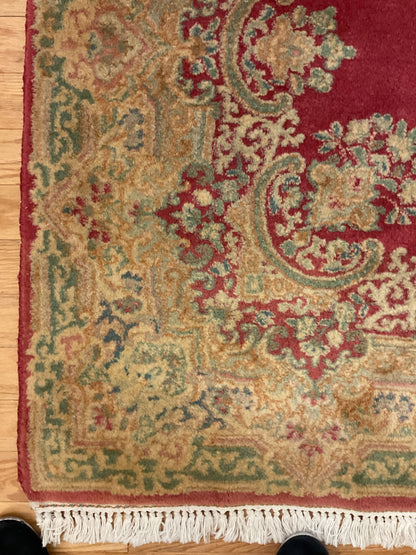Vintage Persian Kerman Rug, 4'2" x 7', in beige, olive and red - photo 3
