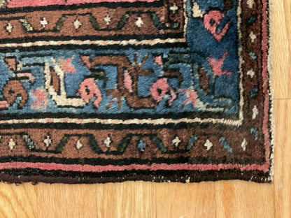 Antique Persian Hamadan Rug, 2'11" x 4'11", in blue, brown, navy and rose - photo 3