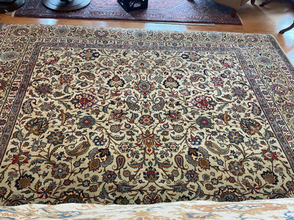 Vintage Persian Kashan Rug, 9'7" x 12'10", in ivory, khaki, navy and red - photo 2