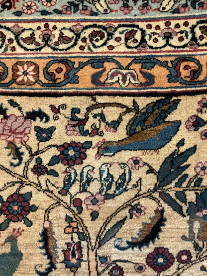Antique Persian Tehran Rug, 9'10" x 13'5", in baby blue, gold, ivory and navy - photo 8