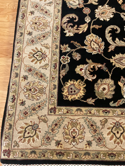Indian Agra Jaipur Rug, 6'2" x 8'11", in beige, black, gold and ivory - photo 3