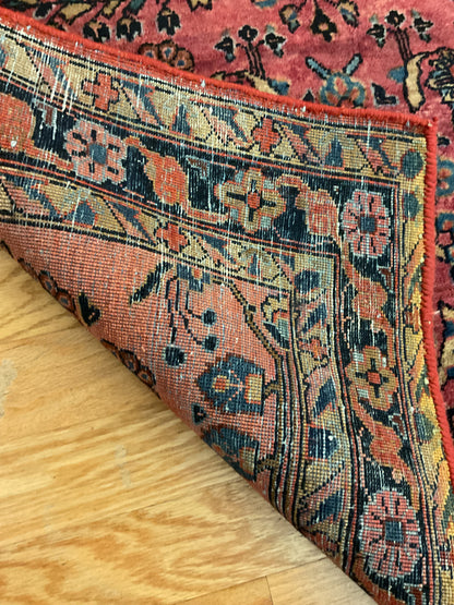 Antique Persian Sarouk Rug, 3'4" x 4'11", in baby blue, navy and rose - photo 3