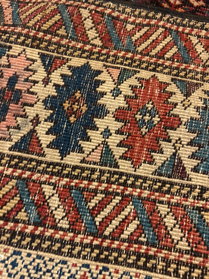 Antique Russian Kuba Rug, 3'9" x 5'1", in blue, ivory, navy and red - photo 3