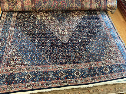 Vintage Persian Moud Rug, 8'5" x 11'5", in blue, ivory and navy